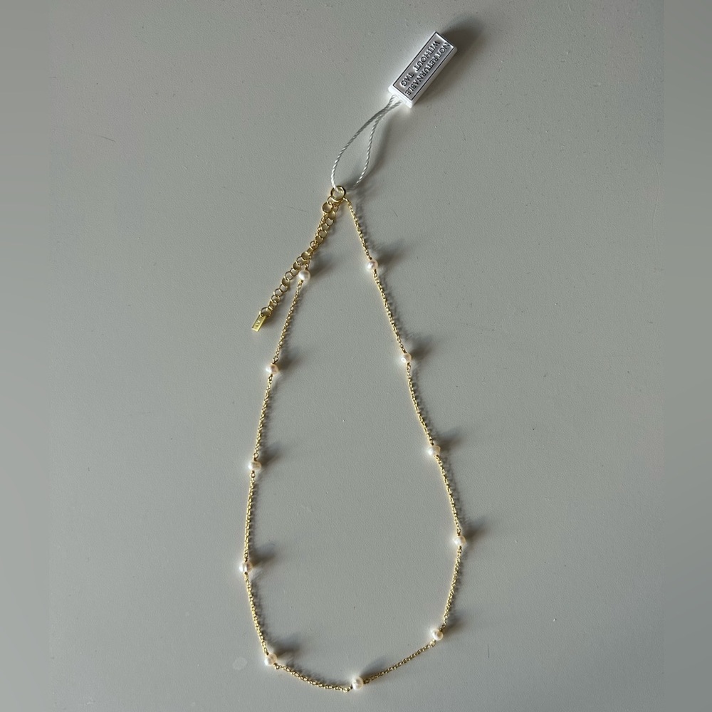 Adina Eden White Pearl Embedded Gold Necklace